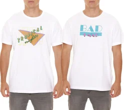T-Shirts & Tank Tops*BAD+MAD Tee Herren Baumwoll-T-Shirt mit verschiedenen Prints Rundhals-Shirt BMTR00X Weiß