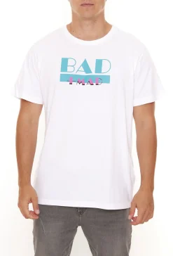 T-Shirts & Tank Tops*BAD+MAD Tee Herren Baumwoll-T-Shirt mit verschiedenen Prints Rundhals-Shirt BMTR00X Weiß