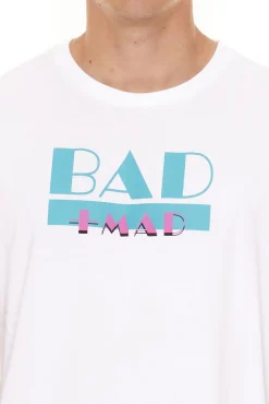 T-Shirts & Tank Tops*BAD+MAD Tee Herren Baumwoll-T-Shirt mit verschiedenen Prints Rundhals-Shirt BMTR00X Weiß
