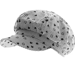 Caps & Mützen*O46 Baker-Boy-Mütze mit Karo-Muster Ballon-Mütze mit Herzchen Kopfbedeckung Sommer-Cap Schirm-Mütze 4606M K248138 Weiß/Schwarz