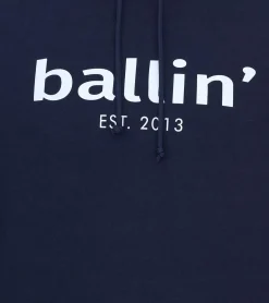Pullover & Sweater*Ballin Est. 2013 Herren Kapuzen-Pullover nachhaltiger Sweat-Hoodie mit Logo-Schriftzug auf der Front HO-H00050-NVY Navy