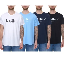 T-Shirts & Tank Tops*Ballin Est. 2013 Herren nachhaltiges Baumwoll-Shirt mit Logo-Print auf der Front Kurzarm-Shirt SH-REG-H050 Weiß, Navy, Hellblau oder Schwarz