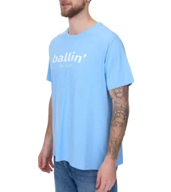 T-Shirts & Tank Tops*Ballin Est. 2013 Herren nachhaltiges Baumwoll-Shirt mit Logo-Print auf der Front Kurzarm-Shirt SH-REG-H050 Hellblau