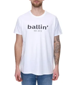 T-Shirts & Tank Tops*Ballin Est. 2013 Herren nachhaltiges Baumwoll-Shirt mit Logo-Print auf der Front Kurzarm-Shirt SH-REG-H050-WHT Weiß