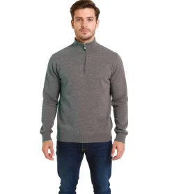 Pullover & Sweater*BARO Palmer Herren Strick-Troyer klassischer Strick-Pulli Dunkelgrau