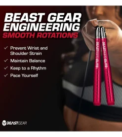 Sportausrüstung|Freizeitsport*BEASTGEAR Elite Premium-Aluminium-Springseil 3m Speed-Fitness-Springseil oder 2,8m Speed-Fitness-Springseil aus Stahl Fitness Boxen, MMA, HIIT, Krafttraining und Double Unders Rot/Schwarz oder Schwarz Pro