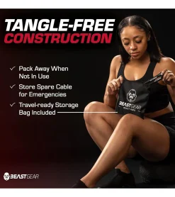 Sportausrüstung|Freizeitsport*BEASTGEAR Springseil 2,8m Speed-Fitness-Springseil aus Stahl leicht und verstellbar Trainingsgerät Boxen MMA HIIT-Workout Schwarz