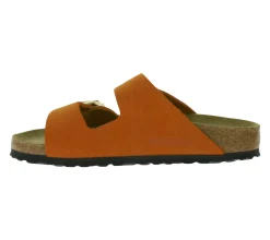 Zehentrenner & Sandalen|Pantoffeln & Hausschuhe*BIRKENSTOCK Arizona Damen Zehentrenner moderne Leder-Sandalen Made in Germany farbenfrohe Sommer-Schuhe schmale Weite 1026732 Orange