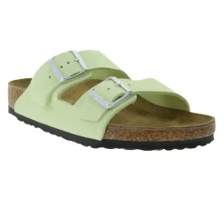 Zehentrenner & Sandalen|Pantoffeln & Hausschuhe*BIRKENSTOCK Arizona Damen Nubukleder-Pantoletten Made in Germany Sommer-Schuhe Normale Weite Sandalen 1026687 Lime