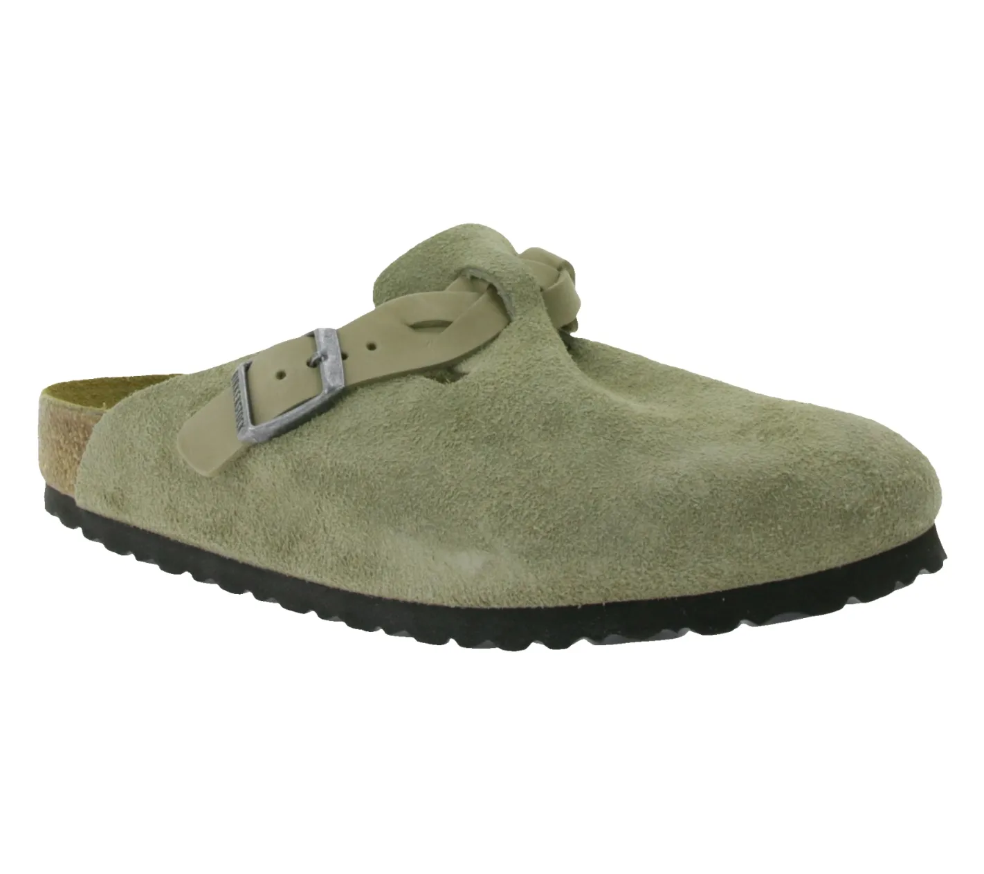 Pantoffeln & Hausschuhe*BIRKENSTOCK Boston Damen Hausschuhe mit Kork-Latex-Fußbett Schlupf-Schuhe geflochtenem Riemen Normale Weite Made in Germany 1026667 Hellbraun