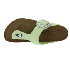 Zehentrenner & Sandalen|Pantoffeln & Hausschuhe*BIRKENSTOCK Gizeh Big Buckle Damen Zehentrenner moderne Nubukleder-Sandalen Made in Germany farbenfrohe Sommer-Schuhe normale Weite 1026575 Grün