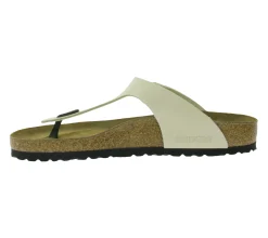 Zehentrenner & Sandalen|Pantoffeln & Hausschuhe*BIRKENSTOCK Gizeh Damen moderne Pantoletten Made in Germany Sommer-Schuhe coole Schlappen aus Leder Normale Weite 1026558 Beige