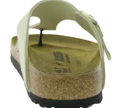 Zehentrenner & Sandalen|Pantoffeln & Hausschuhe*BIRKENSTOCK Gizeh Damen moderne Pantoletten Made in Germany Sommer-Schuhe coole Schlappen aus Leder Normale Weite 1026558 Beige