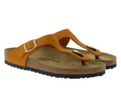 Zehentrenner & Sandalen|Pantoffeln & Hausschuhe*BIRKENSTOCK Gizeh Damen Zehentrenner moderne Nubukleder-Sandalen Made in Germany farbenfrohe Sommer-Schuhe normale Weite 1026584 Orange