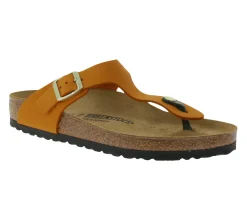 Zehentrenner & Sandalen|Pantoffeln & Hausschuhe*BIRKENSTOCK Gizeh Damen Zehentrenner moderne Nubukleder-Sandalen Made in Germany farbenfrohe Sommer-Schuhe normale Weite 1026584 Orange
