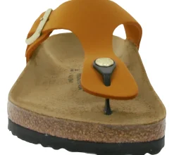 Zehentrenner & Sandalen|Pantoffeln & Hausschuhe*BIRKENSTOCK Gizeh Damen Zehentrenner moderne Nubukleder-Sandalen Made in Germany farbenfrohe Sommer-Schuhe normale Weite 1026584 Orange