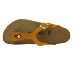 Zehentrenner & Sandalen|Pantoffeln & Hausschuhe*BIRKENSTOCK Gizeh Damen Zehentrenner moderne Nubukleder-Sandalen Made in Germany farbenfrohe Sommer-Schuhe normale Weite 1026584 Orange