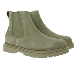 Boots & Stiefel*BIRKENSTOCK Highwood Damen Echtleder-Schuhe Alltags-Stiefel Chelsea-Schuhe aus Velourleder Schlupf-Schuhe Schmale Weite 1025737 Beige