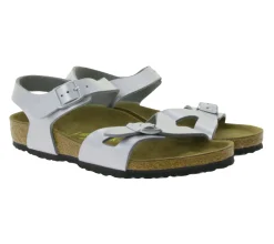 Sandalen|Hausschuhe*BIRKENSTOCK Rio Kinder Sandaletten Made in Germany Sommer-Schuhe Mädchen Sandalen Schmale Weite 731483 Silber