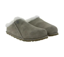 Pantoffeln & Hausschuhe*BIRKENSTOCK Zermatt Unisex Hausschuhe Echtleder mit Fellfutter Made in Germany normale Breite 1023099 Grau