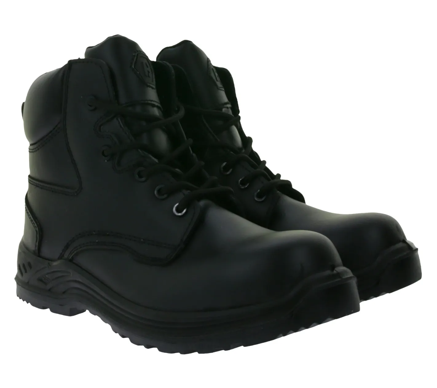 Stiefel & Boots|Trekkingschuhe & Wanderschuhe*BLACKROCK Defender Herren wasserabweisende Sicherheits-Schuhe S3 aus Echtleder Arbeits-Stiefel mit HRO-Sohle Schnür-Schuhe CF2408 Schwarz