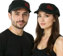 Caps & Mützen*BioworldMerch BLEEDING TROUGH Unisex Cap Baumwoll-Cap im millitärischen Schnitt mit leicht gebogenen Schnitt Schwarz/Rot