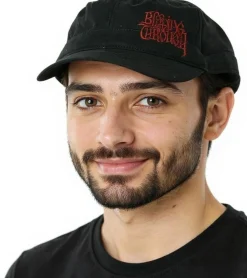 Caps & Mützen*BioworldMerch BLEEDING TROUGH Unisex Cap Baumwoll-Cap im millitärischen Schnitt mit leicht gebogenen Schnitt Schwarz/Rot