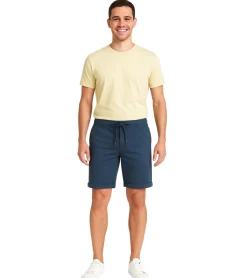 Shorts & Bermudas|Große Größen*BLEND Herren Baumwoll-Shorts kurze Bermuda mit Krempelsaum und Gummibund 20716624 in Blau oder Beige