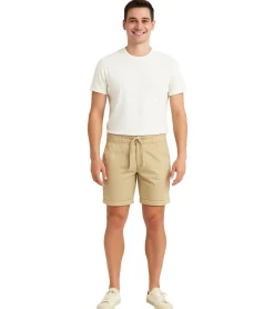 Große Größen|Shorts & Bermudas*BLEND Herren Baumwoll-Shorts kurze Bermuda mit Krempelsaum und Gummibund 20716624 161104 Beige