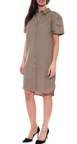 Poloshirts & Blusen*BOYSEN´S Damen knielange Hemd-Bluse bequeme Leinen-bluse 67554250 Khaki