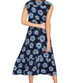 Kleider*BOYSEN´S Damen Maxi-Kleid mit floralem Allover-Print ärmelloses Jersey-Kleid 95560104 Dunkelblau
