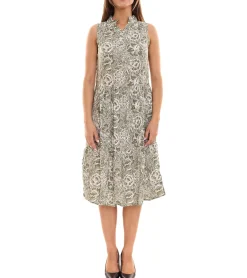 Kleider*BOYSEN´S Damen Midi-Kleid ärmelloses Sommer-Kleid m Allover-Print 97979564 Grün