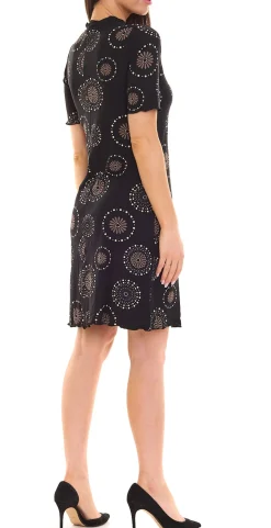 Kleider*BOYSEN´S Damen Mini-Kleid mit Allover-Print Kurzarm-Kleid Jersey-Kleid Schlupf-Kleid 65247945 Schwarz