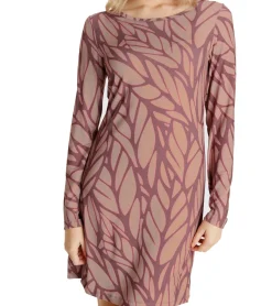 Kleider*BOYSEN´S BOYSEN`S Damen Mini-Kleid mit Allover-Print Langarm-Kleid Jersey-Kleid 92753753 Rot/Braun