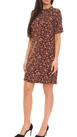 Kleider*BOYSEN´S Damen Mini-Kleid mit Allover-Blumendruck Kurzarm A-Linie 50842608 Braun