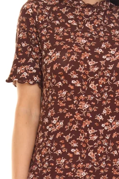 Kleider*BOYSEN´S Damen Mini-Kleid mit Allover-Blumendruck Kurzarm A-Linie 50842608 Braun