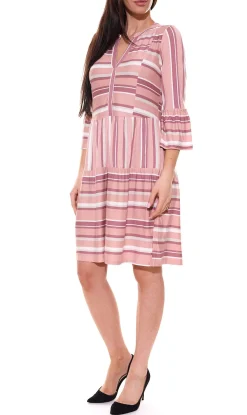 Kleider*BOYSEN´S Damen Mini-Kleid Stufen-Kleid mit Streifen 34988469 Rosa
