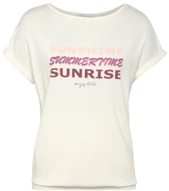 Tops & T-Shirts*BOYSEN´S Damen T-Shirt ausgefallenes Sommer-Shirt mit Sommer-Sprüchen 65100734 Beige/Pink