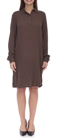 Kleider|Poloshirts & Blusen*BOYSEN´S Kleid Damen Hemdblusen-Kleid in Crinkle Optik leicht durchscheinend 42883962 Braun