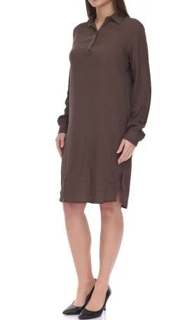 Kleider|Poloshirts & Blusen*BOYSEN´S Kleid Damen Hemdblusen-Kleid in Crinkle Optik leicht durchscheinend 42883962 Braun