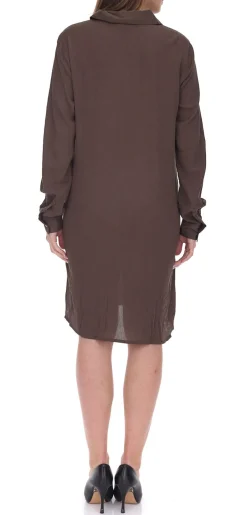 Kleider|Poloshirts & Blusen*BOYSEN´S Kleid Damen Hemdblusen-Kleid in Crinkle Optik leicht durchscheinend 42883962 Braun