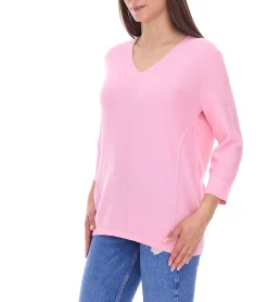 Sweater & Pullover*BOYSEN´S BOYSENS´S Damen Strick-Pullover mit V-Ausschnitt und 3/4-Ärmeln Sommer-Pulli 73541209 Rosa