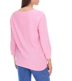 Sweater & Pullover*BOYSEN´S BOYSENS´S Damen Strick-Pullover mit V-Ausschnitt und 3/4-Ärmeln Sommer-Pulli 73541209 Rosa