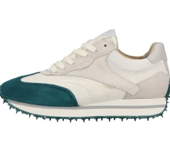 Sneaker & Turnschuhe*Bronx Damen Echtleder-Sneaker rutschfester Sohle Schnür-Schuhe im Retro-Look 66373-CP 127 Weiß/Bunt