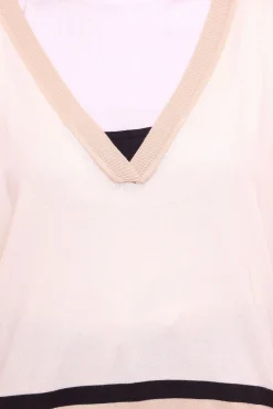 Sweater & Pullover*bruno banani Damen Pullunder mit nachhaltiger Viskose Color-Blocking 10298354 Beige/Schwarz