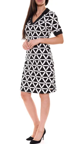 Kleider*bruno banani Mini-Kleid modisches Damen Jersey-Kleid mit Allover-Muster 66247008 Schwarz/Weiß