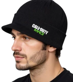Caps & Mützen*BioworldMerch Call Of Duty MW3 Videospiel Schirm-Beanie mit MW3-Stickerei Strick-Mütze Fan-Beanie 84680CDT Schwarz