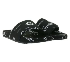 Sandalen & Zehentrenner*Carrots Slides Sommer-Schuhe Herren Slip-On Latschen mit Logo-Print Pantoletten ACFW03ABW Schwarz/Weiß