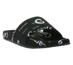 Sandalen & Zehentrenner*Carrots Slides Sommer-Schuhe Herren Slip-On Latschen mit Logo-Print Pantoletten ACFW03ABW Schwarz/Weiß