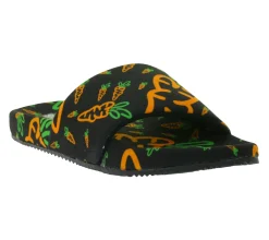 Sandalen & Zehentrenner*Carrots Slides Sommer-Schuhe Herren Slip-On Latschen mit Karottenmotiv Pantoletten ACFW02ABOG Schwarz/Orange